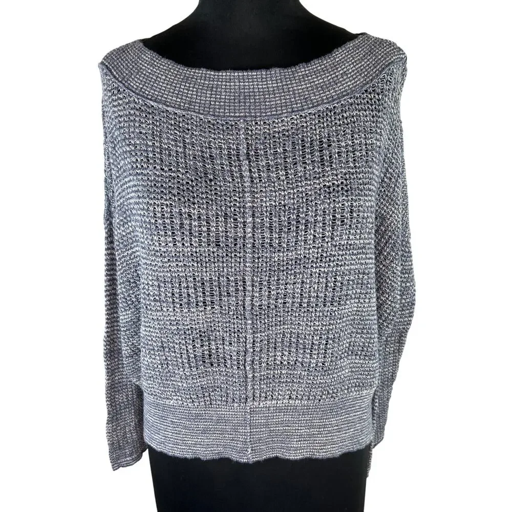 Free People Blue Chunky Knit Long Sleeve Dolman Hi-Low Relaxed Sweater S Small